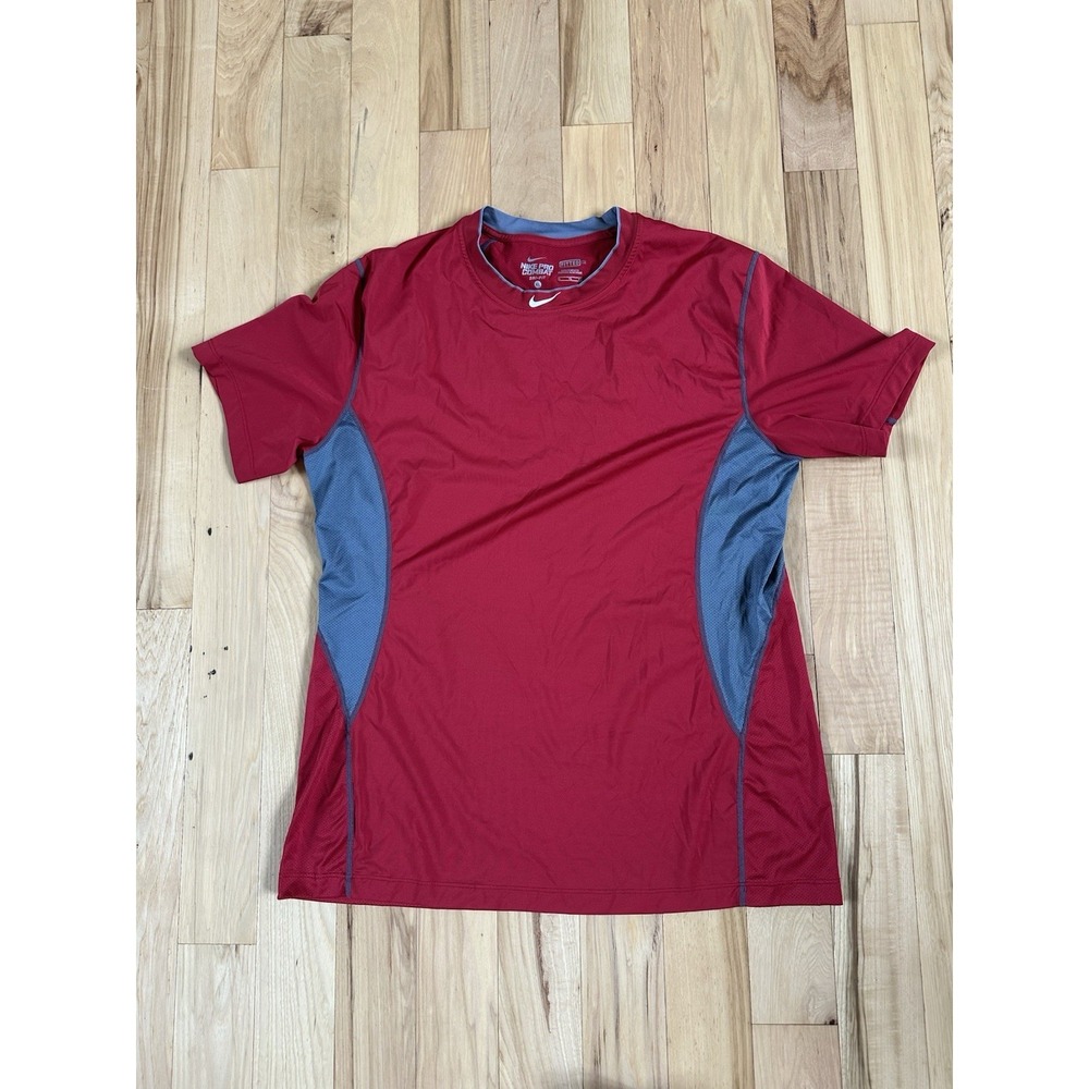 Nike Pro Combat Fitted Base Layer Short-Sleeve Shirt Men's XL Red Center Swoosh